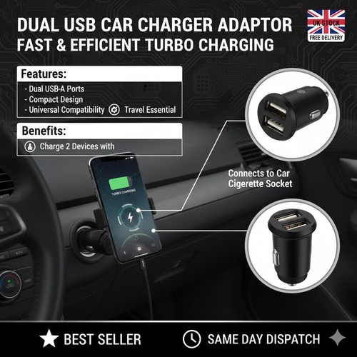 Dual usb fast car charger - usb,